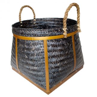 black wicker basket with natural lining