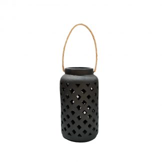 black ceramic lantern medium