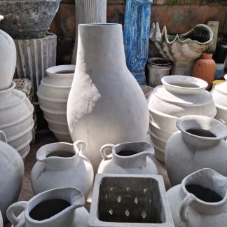 white big terracotta jars
