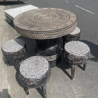 carving stool and table set